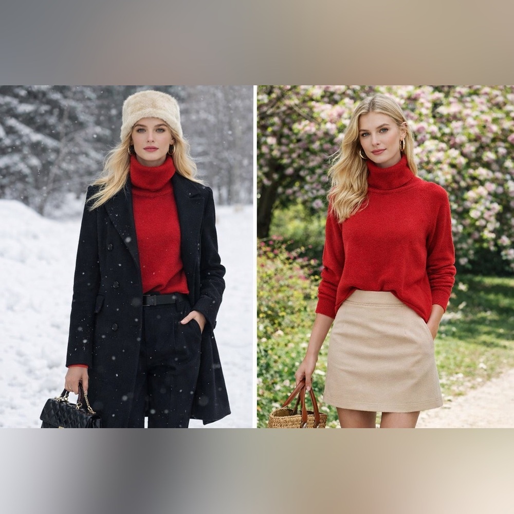 Karen Scott Vibrant Red Cowl Neck Sweater - Picture 9 of 10